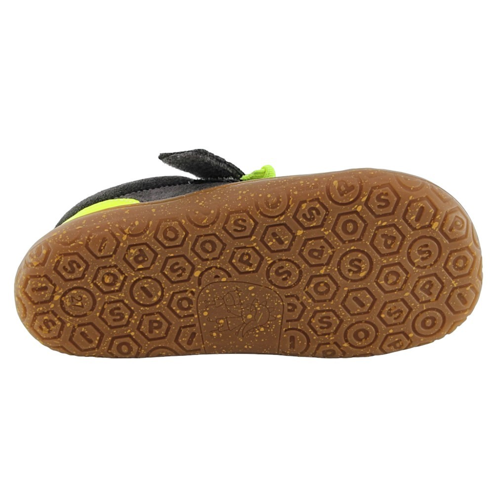 Zapatos barefoot cordones y velcro Poppis Gris-Amarillo