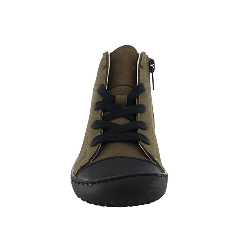 Botines barefoot Coqueflex 15509 Militar cordones y cremallera