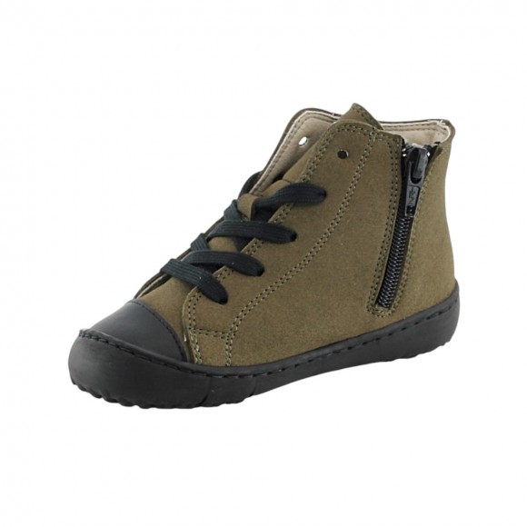 Botines barefoot Coqueflex 15509 Militar cordones y cremallera