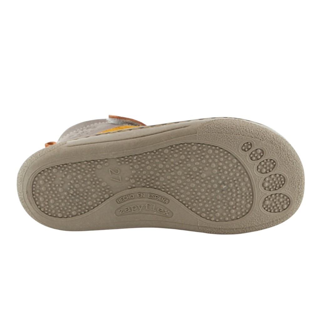 Botines barefoot Zapyflex Velcro y elástico Piedra-Naranja