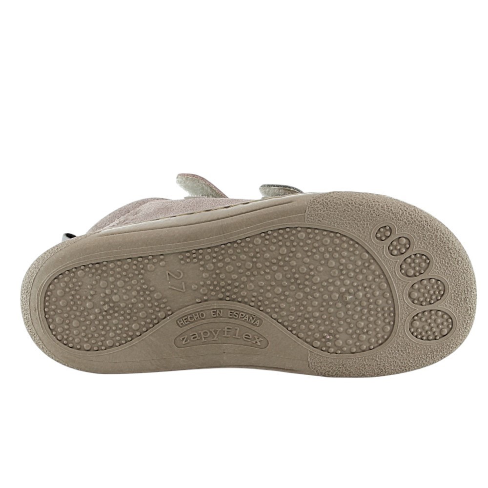 Botines barefoot Zapyflex  2 velcros Piedra-Rosa
