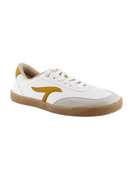 Zapatillas barefoot Terreta Illice vegano Blanco-Mostaza