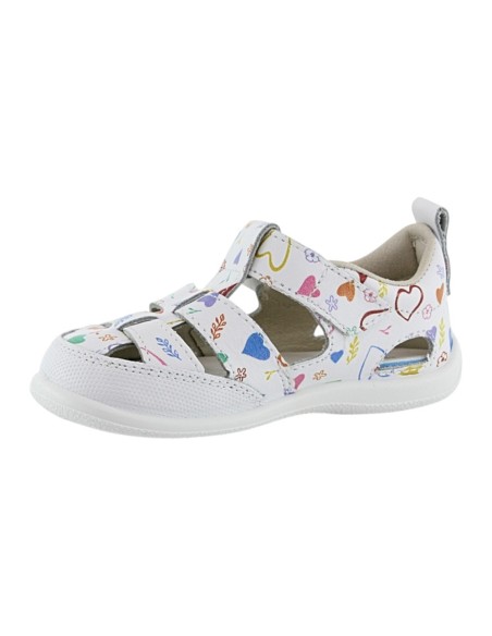 Sandalia respetuosa ZapyFlex 2 Tiras Blanco Corazones