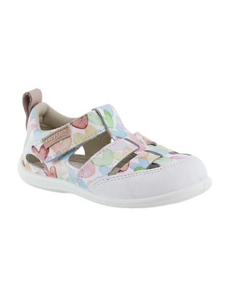 Sandalia respetuosa ZapyFlex 2 Tiras Corazones Multicolor