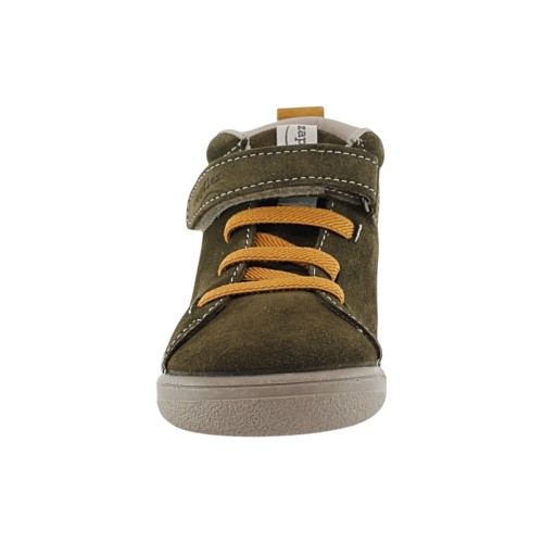 Botín barefoot ZapyFlex Velcro y elásticos Kaki-Mostaza 2
