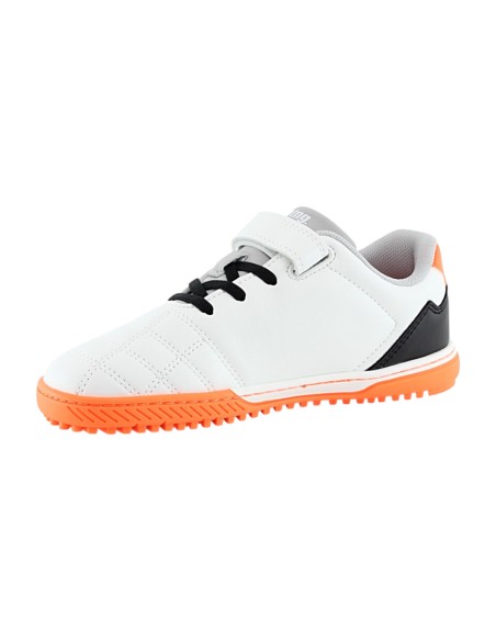 Zapatillas futbol 7 barefoot Mustang free 49323 Blanco-Naranja