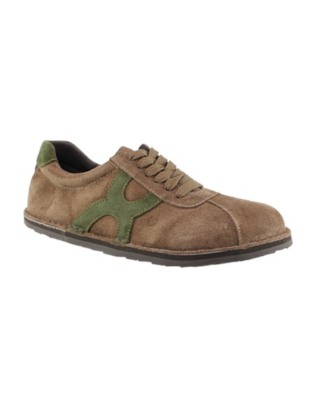 Zapatos barefoot Boston Serraje Marrón-Verde