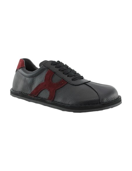 Zapatos barefoot Boston piel Negro-Granate