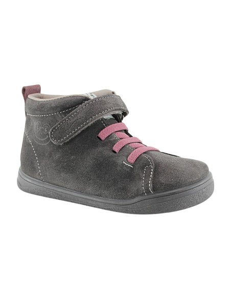 Botines barefoot Zapyflex velcro y elástico Gris-Malva