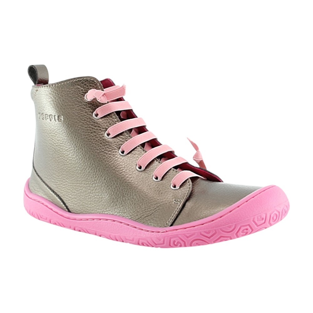 Botines barefoot Yoyo Metalpink elásticos y cremallera