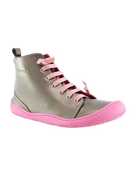 Botines barefoot Yoyo Metalpink elásticos y cremallera