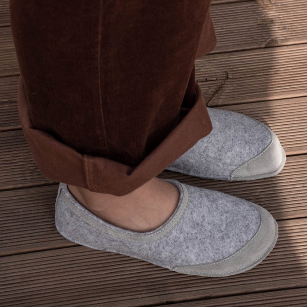Zapatillas de casa barefoot OmaKing fieltro Gris Claro