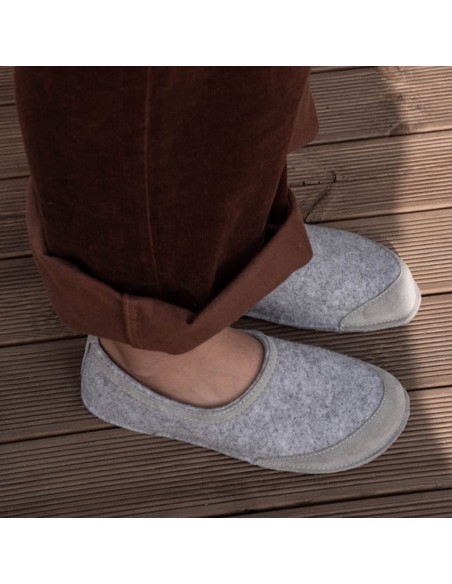 Zapatillas de casa barefoot OmaKing fieltro Gris Claro