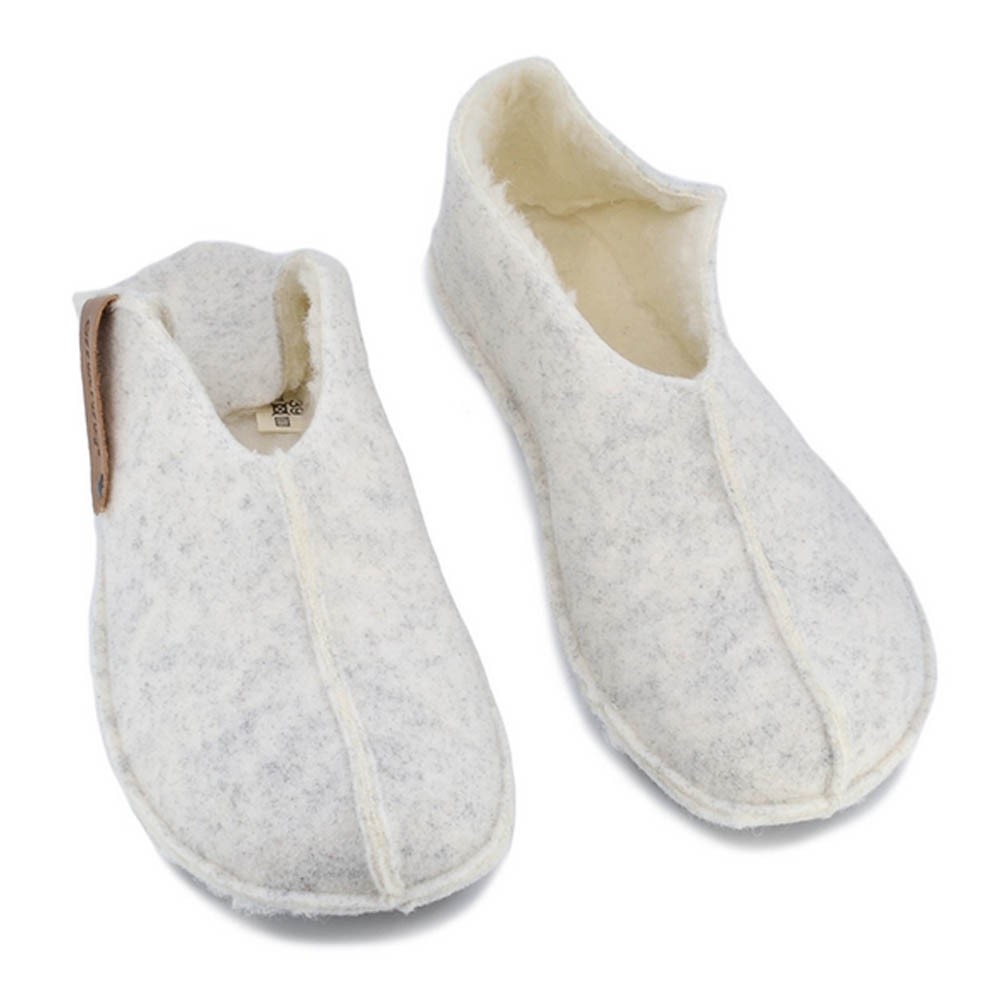 Zapatillas de casa barefoot OmaKing fieltro cerrado Blanco