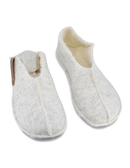 Zapatillas de casa barefoot OmaKing fieltro cerrado Blanco