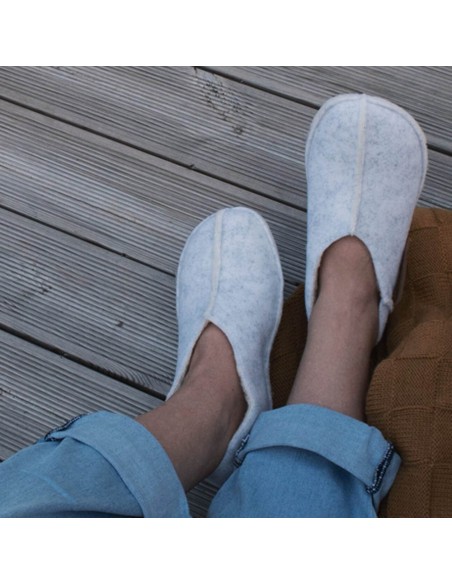 Zapatillas de casa barefoot OmaKing fieltro cerrado Blanco