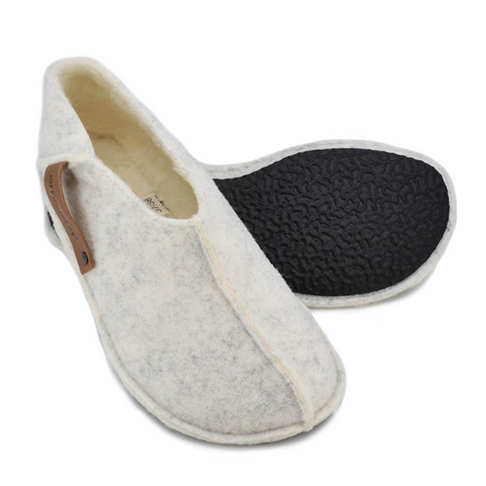 Zapatillas de casa barefoot OmaKing fieltro cerrado Blanco