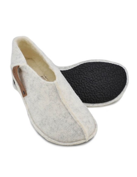 Zapatillas de casa barefoot OmaKing fieltro cerrado Blanco