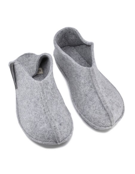 Zapatillas de casa barefoot OmaKing fieltro cerrado Gris