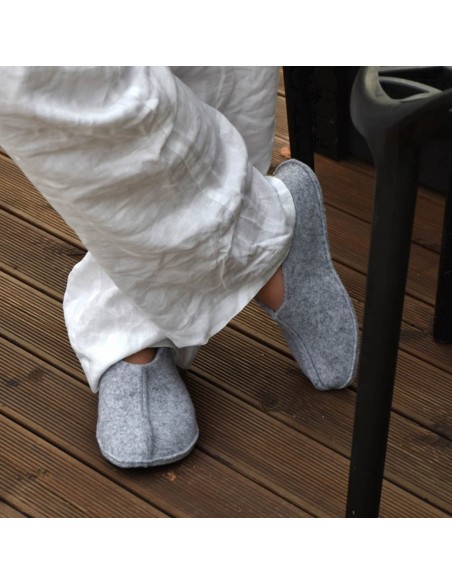 Zapatillas de casa barefoot OmaKing fieltro cerrado Gris