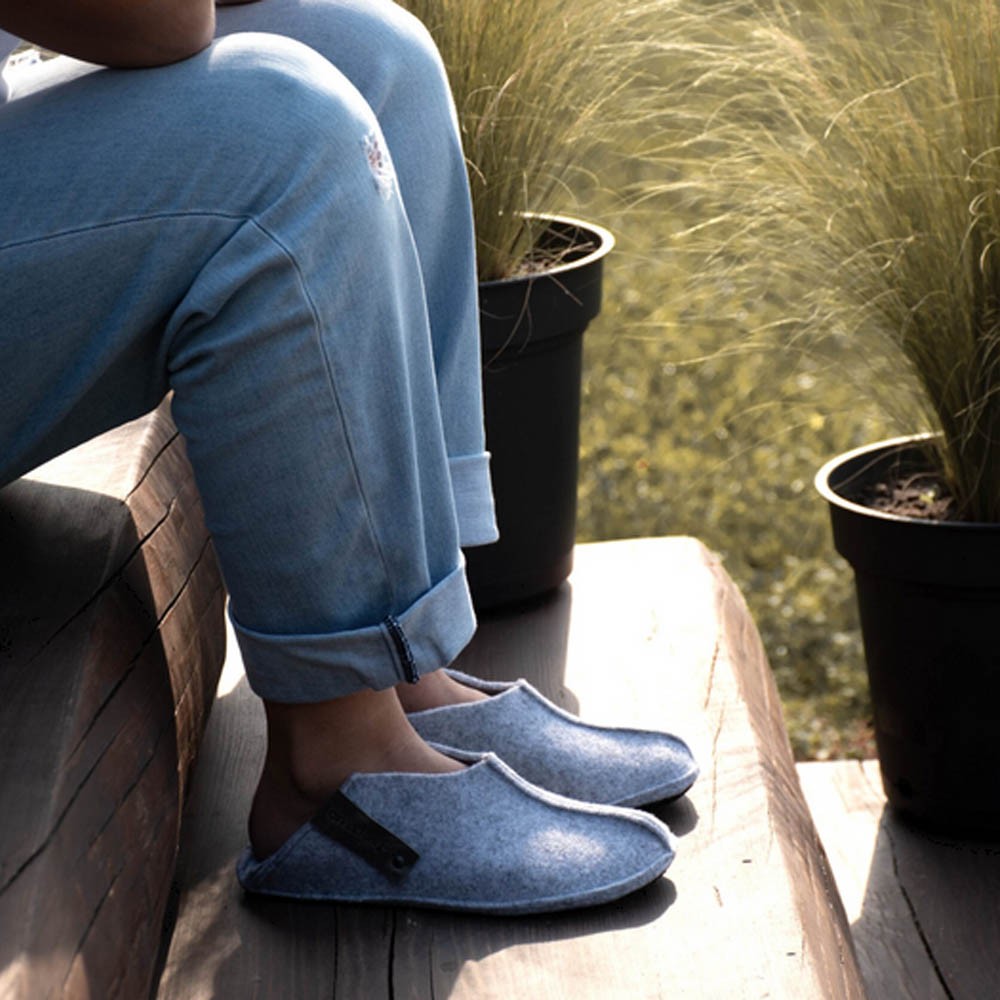 Zapatillas de casa barefoot OmaKing fieltro cerrado Gris
