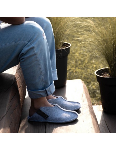 Zapatillas de casa barefoot OmaKing fieltro cerrado Gris