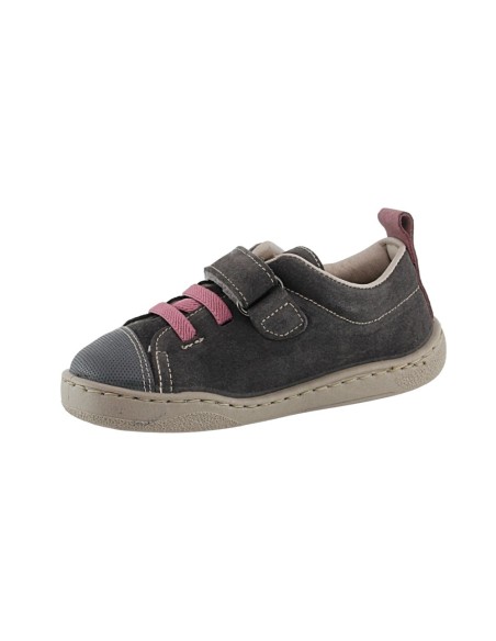 Calzado respetuoso ZapyFlex Velcro y elástico Gris-Fucsia