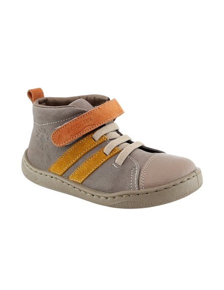 Botines barefoot Zapyflex Velcro y elástico Piedra-Naranja