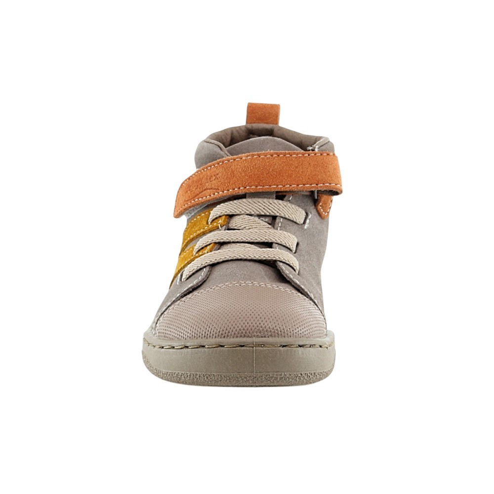 Botines barefoot Zapyflex Velcro y elástico Piedra-Naranja