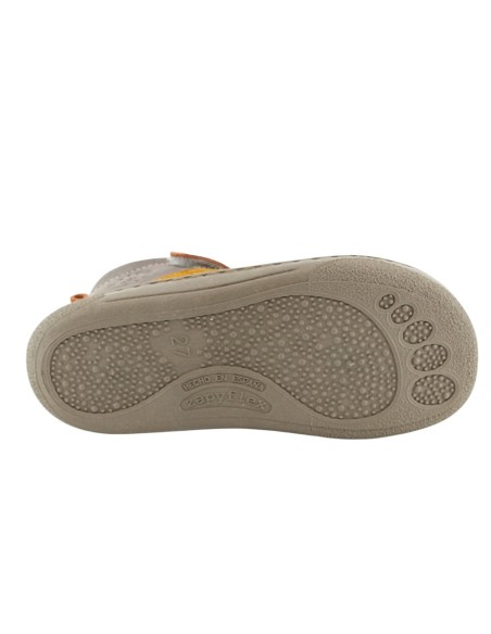 Botines barefoot Zapyflex Velcro y elástico Piedra-Naranja