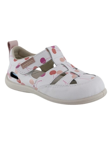 Sandalias respetuosas ZapyFlex 2 Tiras Blanco-Cerezas