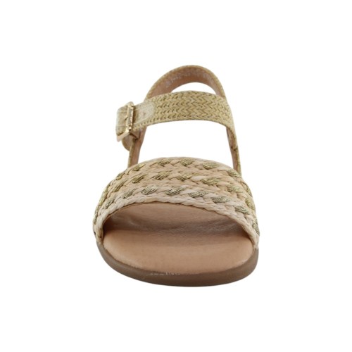 Sandalias veganas barefoot Mustang Maria Raffia Champagne 2