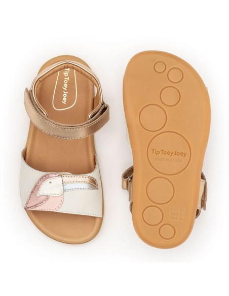 Sandalias barefoot Tip Toey Joey Toucan Beige-Oro