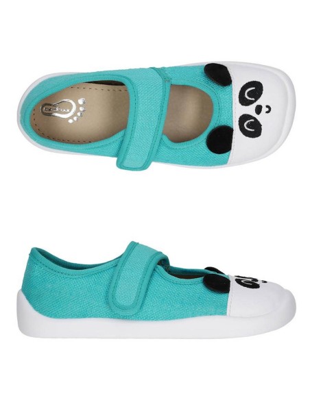 Merceditas barefoot de lona Bar3Foot Athenea Turquesa suela SMILE