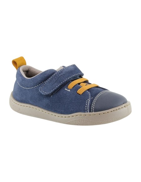 Zapatos respetuosos ZapyFlex  Velcro y elástico Jeans-Mostaza