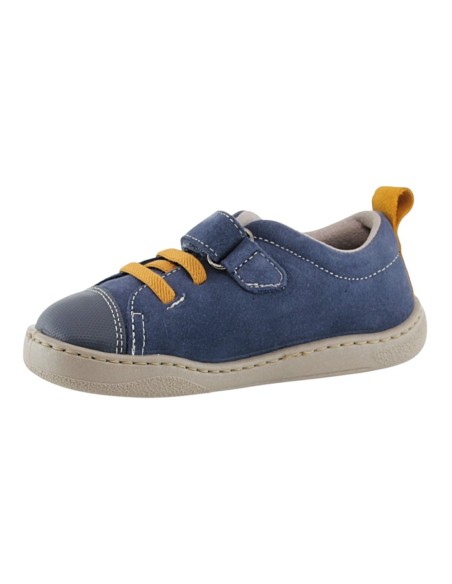 Zapatos respetuosos ZapyFlex  Velcro y elástico Jeans-Mostaza