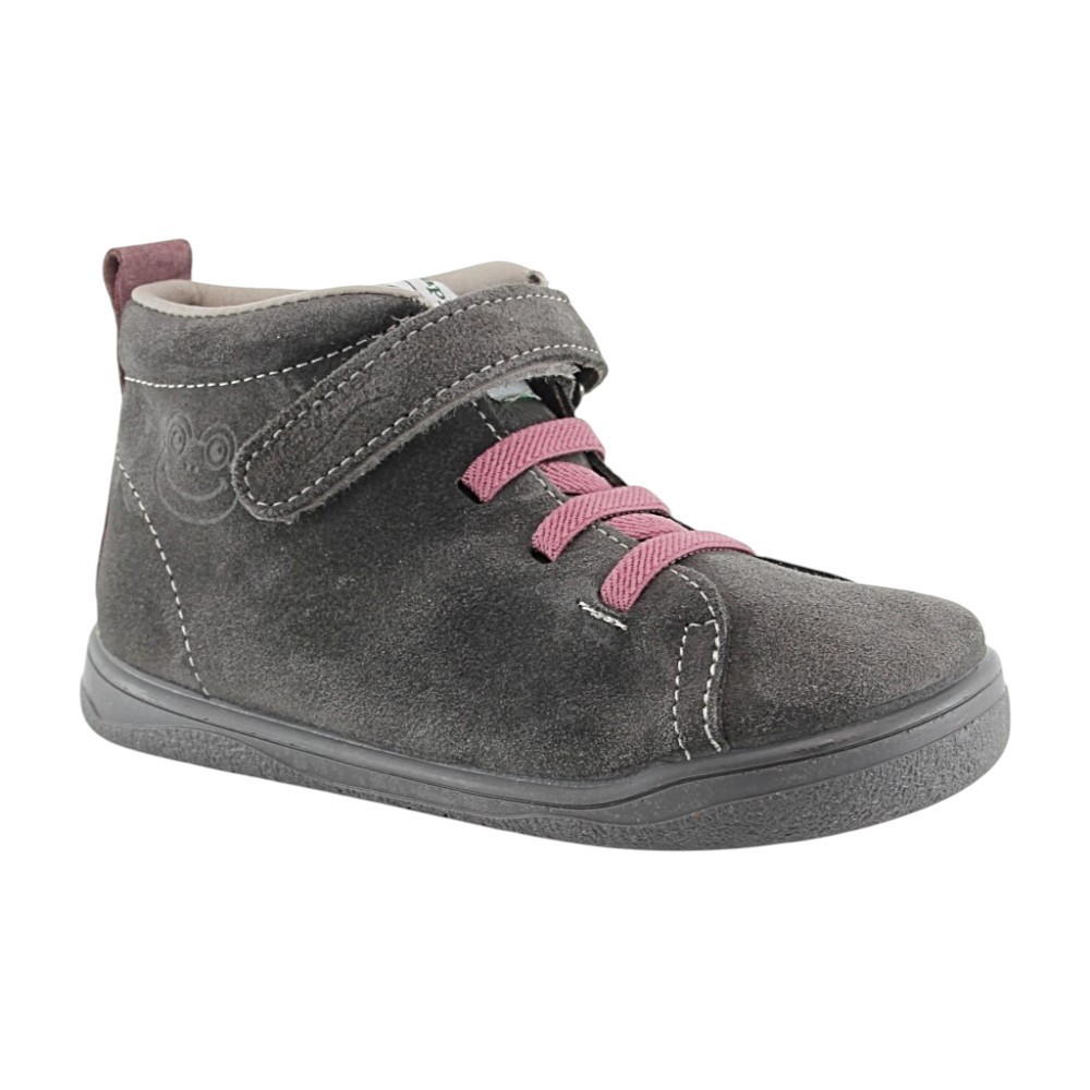 Botines barefoot Zapyflex velcro y elástico Gris-Malva