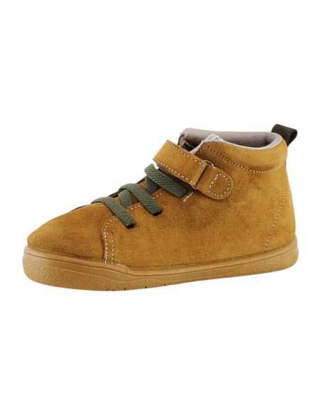 Botines barefoot ZapyFlex Velcro y elástico Mostaza