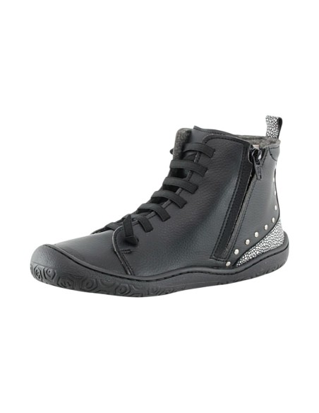 Botines barefoot Yoyo Rocker Negro forro  borreguito