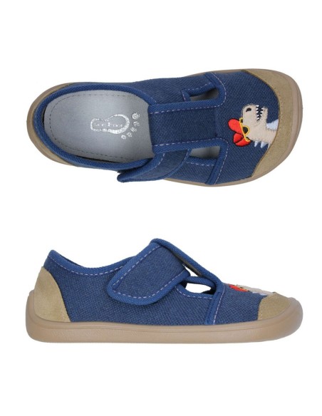 Zapatillas barefoot abiertas Bar3foot Elf Nevada Azul Dino