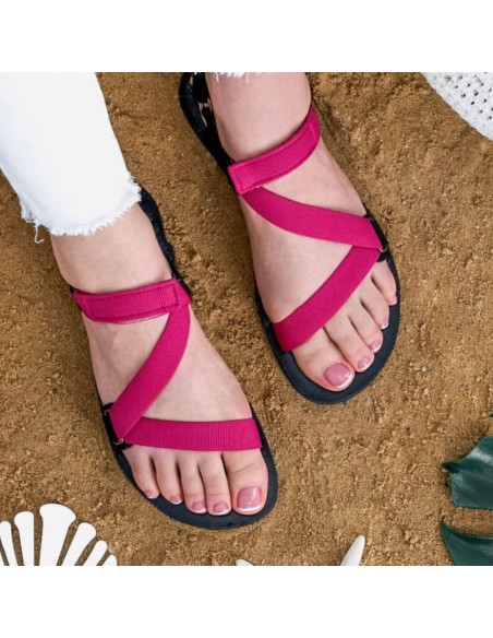 Sandalia barefoot Be Lenka Flexi Fucsia-Negro