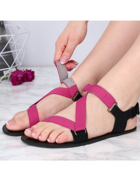 Sandalia barefoot Be Lenka Flexi Fucsia-Negro