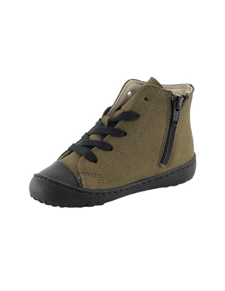 Botines barefoot Coqueflex 15509 Militar cordones y cremallera