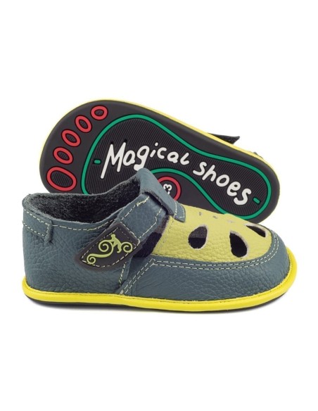 Sandalias respetuosas  Magical Shoes Coco Amarillo-Gris