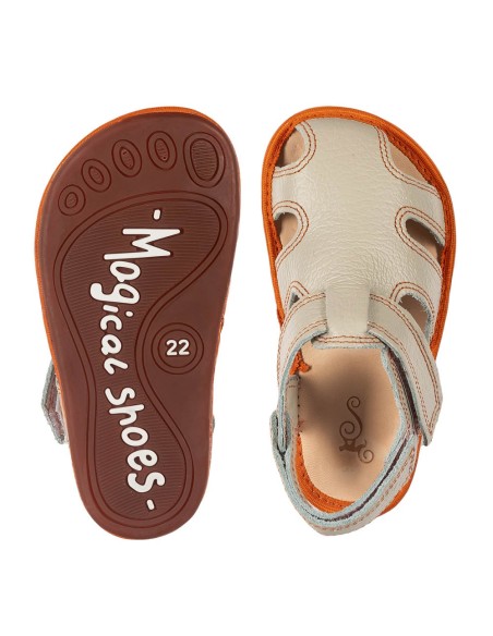 Sandalias Barefoot Magical Shoes Janu Beige-Naranja
