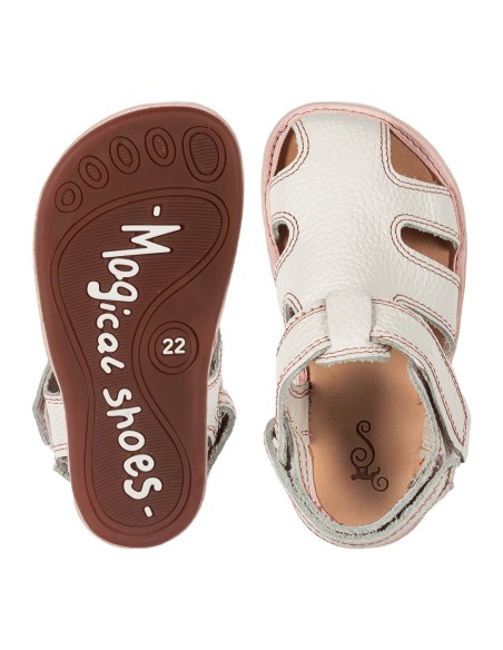 Sandalia barefoot Magical Shoes Janu Blanco-Rosa