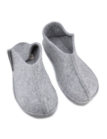 Zapatillas de casa barefoot OmaKing fieltro cerrado Gris