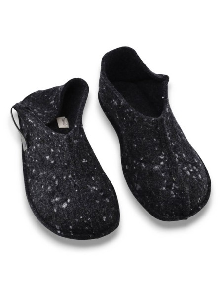Zapatillas de casa barefoot OmaKing fieltro cerrado Negro