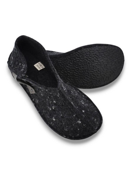 Zapatillas de casa barefoot OmaKing fieltro cerrado Negro