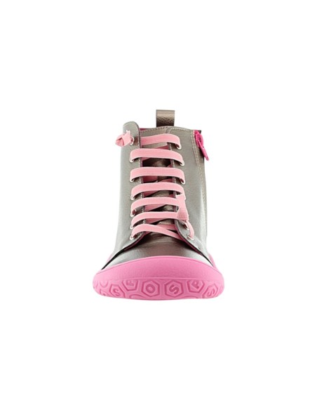 Botines barefoot Yoyo Metalpink elásticos y cremallera